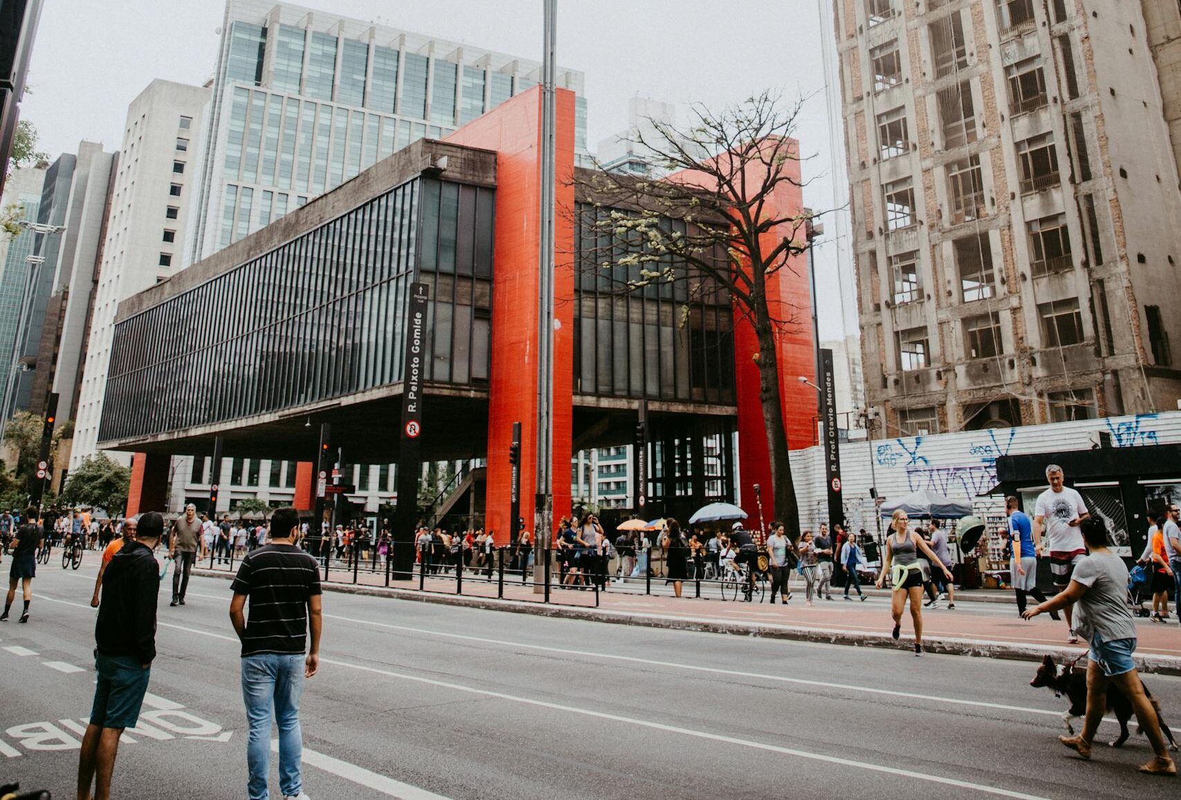 Crowds and skyscrapers on Avenida Paulista, São Paulo's iconic street.